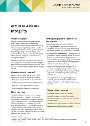 Download PDF of What good looks like: Integrity