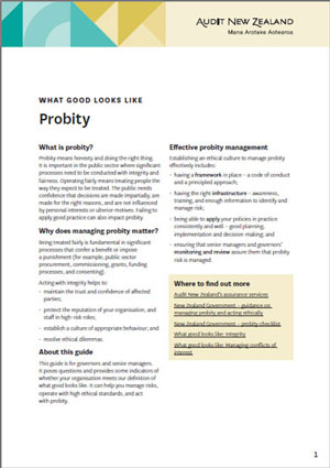 What good looks like: Probity — Audit New Zealand